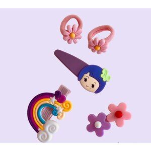 Adorable Set 5 PCs Pink Hair Clips for Girls & Toddler Snap Clips Barrettes Gift